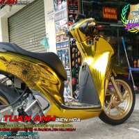 Độ xe sh phiên bản Phúc Xo . Tem crom vàng