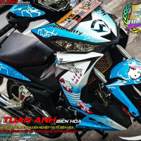 Tem xe Winner 150, tem xe thiết kế Hello Kitty  xanh trắng