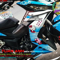 Tem xe Winner 150, tem xe thiết kế Hello Kitty  xanh trắng