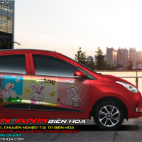 TEM XE HYUNDAI i10 - 3d  hoat hình con thỏ