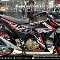 TEM SATRIA  150 suzuki trắng đỏ đen