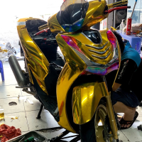 Độ xe sh phiên bản Phúc Xo . Tem crom vàng