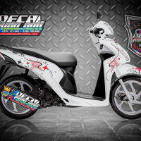 Tem trùm xe Vision 2014 hoa trắng