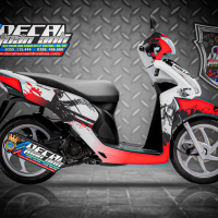 Tem trùm xe Vision 2014 Hollow trắng đỏ