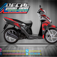 Tem trùm xe Vision 2014 đỏ đen