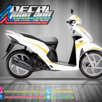 Tem trùm xe Vision 2014 trắng chỉ vàng
