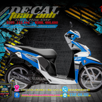 Tem trùm xe Vision 2014 trắng xanh