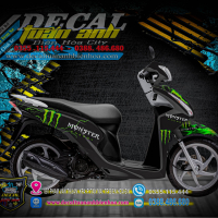 Tem trùm xe Vision 2014 Monster xanh đen