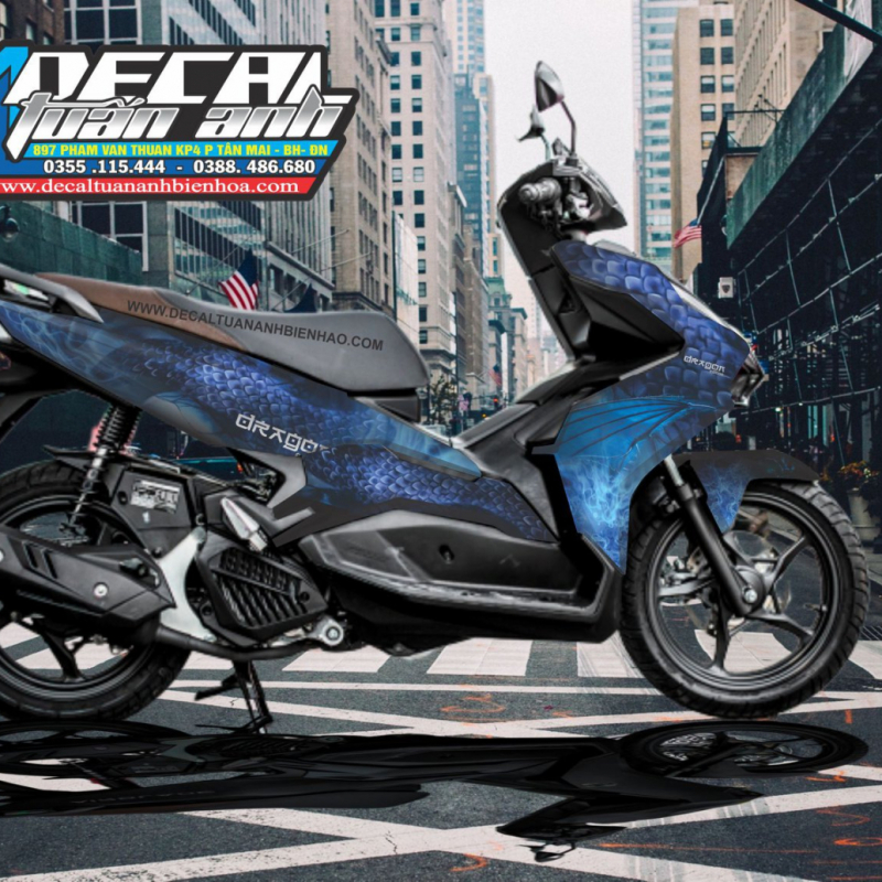 Tem xe Airblade 2020 xanh đen 3D dragon
