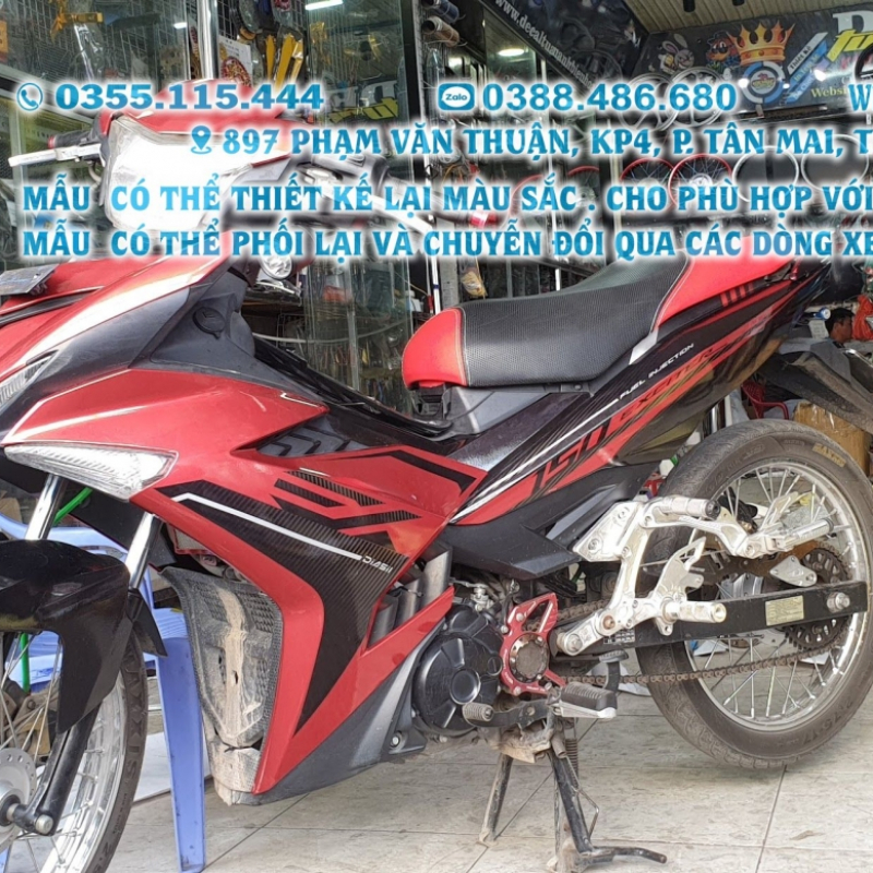 TEM ĐẸP EXCITER 150 candy đỏ đen