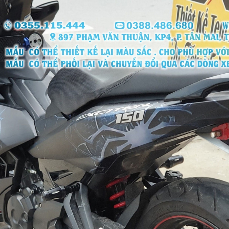 TEM ĐẸP EXCITER 150   spriderman   đen bạc