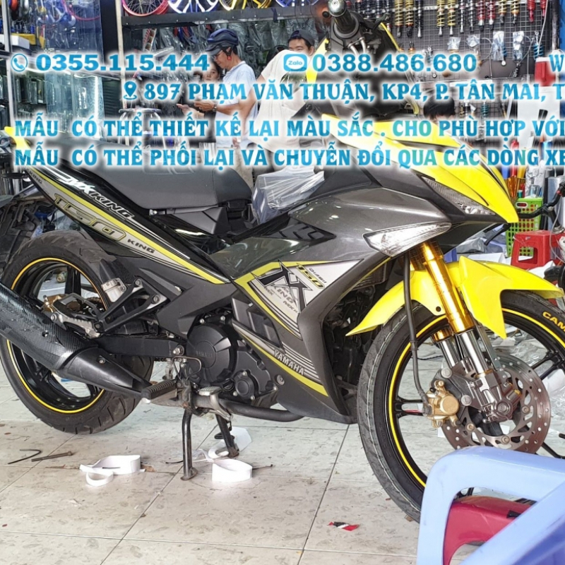 TEM ĐẸP EXCITER 150 mx king vàng đen