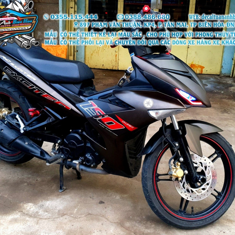TEM ĐẸP EXCITER 150 đen nhám đỏ
