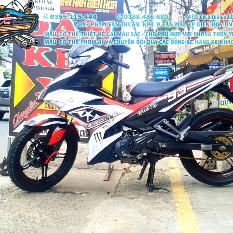 TEM ĐẸP EXCITER 150 trắng đen