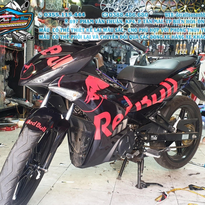 TEM ĐẸP EXCITER 150 redbull đỏ đen
