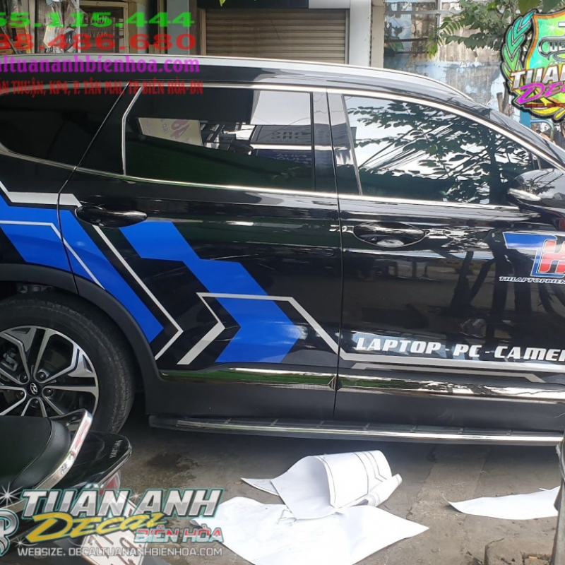 Tem Xe HUynhdai  Santafe  Đen Xanh