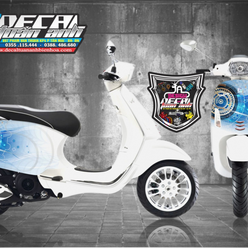 TEM  TRÙM VESPA  XANH TRẮNG