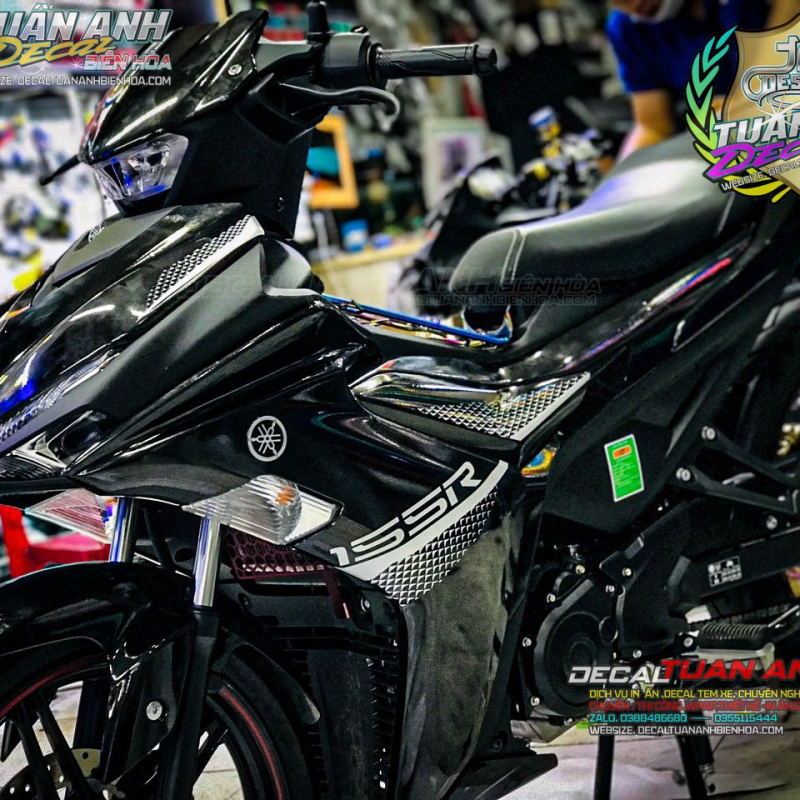 DECAL TEM EXCITER 155 ĐEN TRẮNG  155R ĐƠN GIẢN