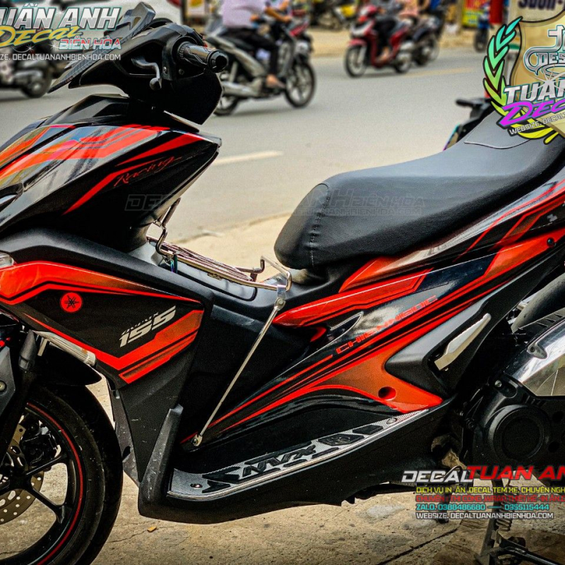 TEM TRÙM NVX 155 ĐỎ  CHỈ ĐEN