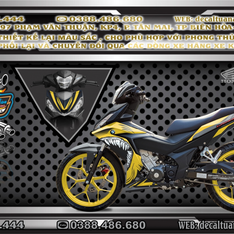 TEM TRÙM HONDA WINNER150  CÁ MẬP VÀNG ĐEN