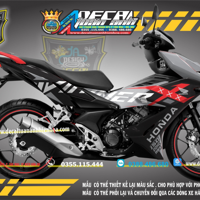 tem xe winner x đen trắng honda