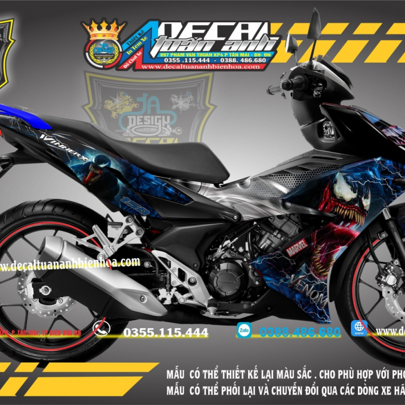 DECAL WINNER X VERNOM XANH ĐEN    - TẠI DECAL TUẤN ANH BIÊN HÒA