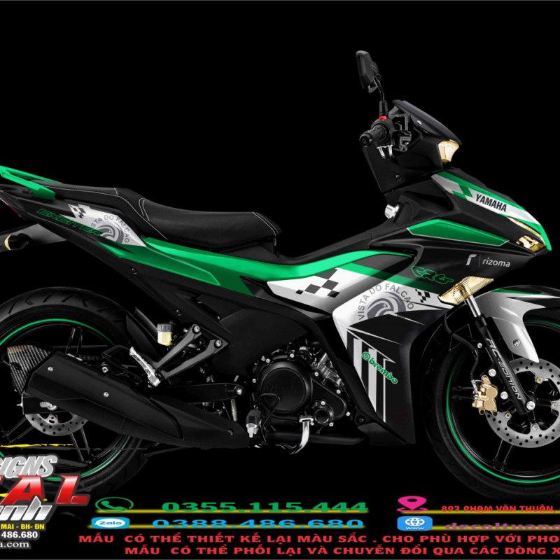 TEM ĐẸP EXCITER 155 NEW  xanh đen( bạc)