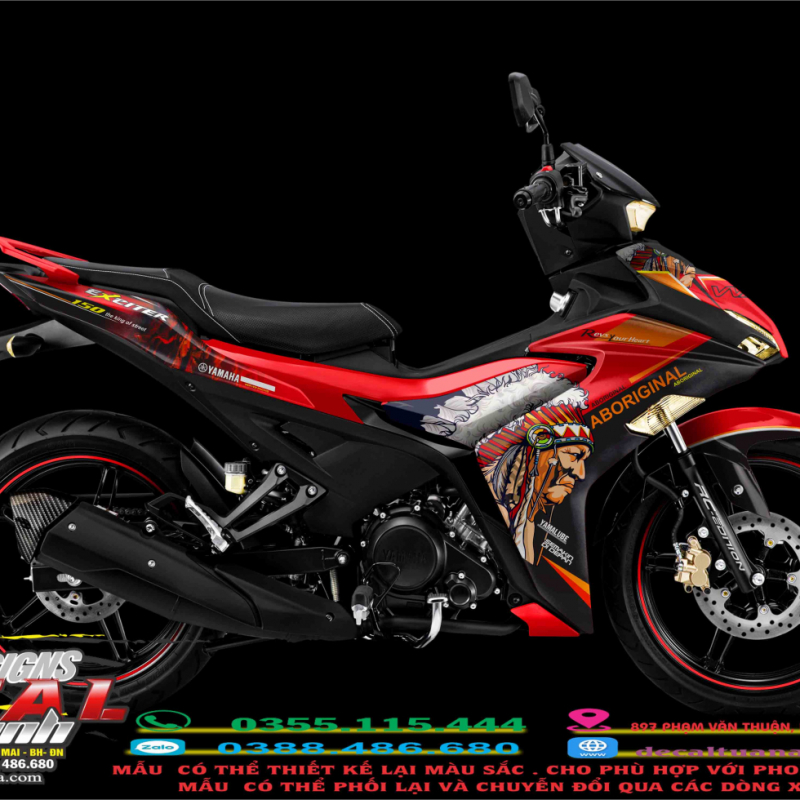 TEM ĐẸP EXCITER 155 NEW   aboriginal đỏ đen