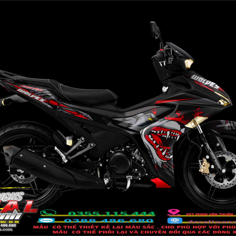 Tem Phủ Exciter 155  đen đỏ wolves