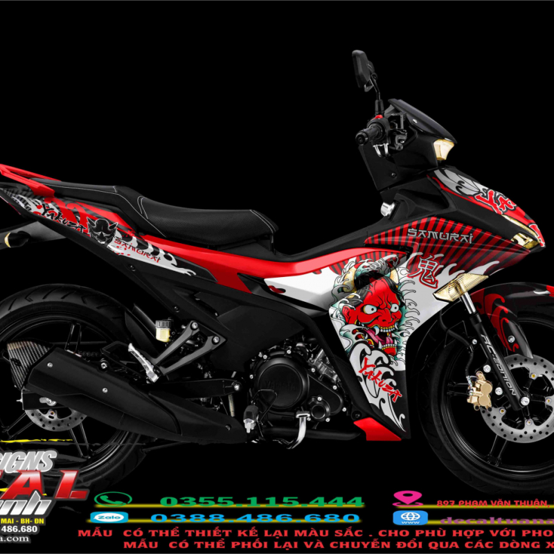 Tem Phủ Exciter 155  đen đỏ samurai yakuza