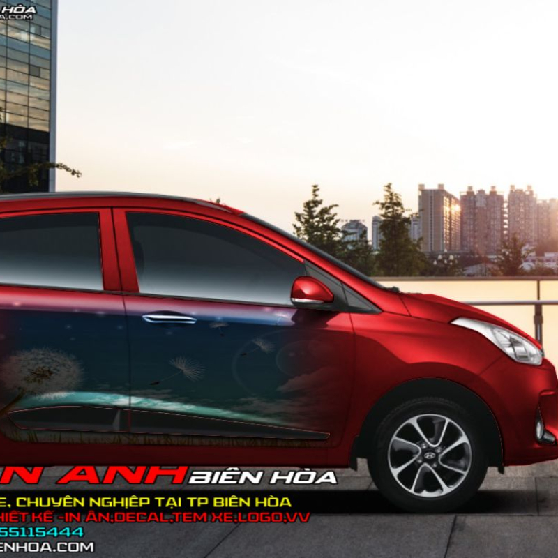 TEM XE HYUNDAI i10 - 3d  hoa bồ công anh