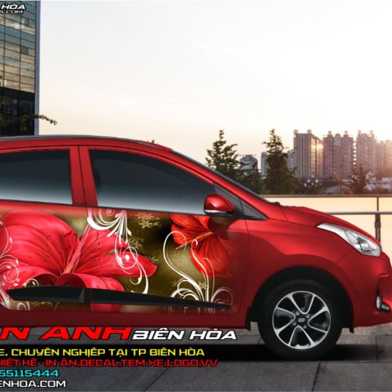TEM XE HYUNDAI i10 - 3d  flower