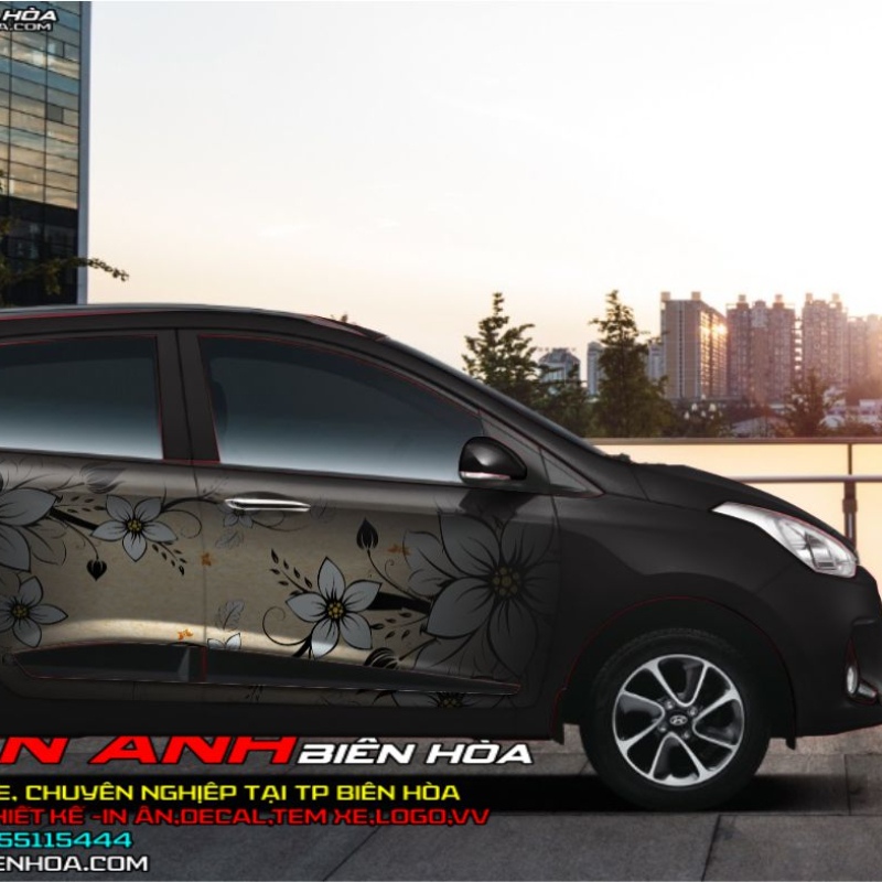 TEM XE HYUNDAI i10 - 3d  flower 3