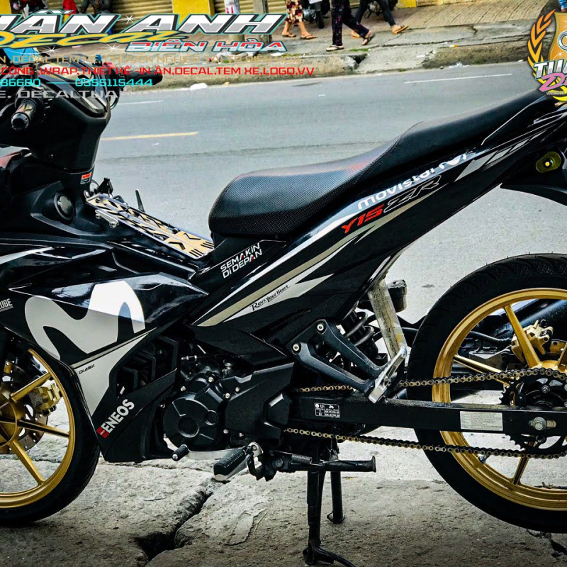 Tem Trùm Exciter 150 Movistar Trắng Đen