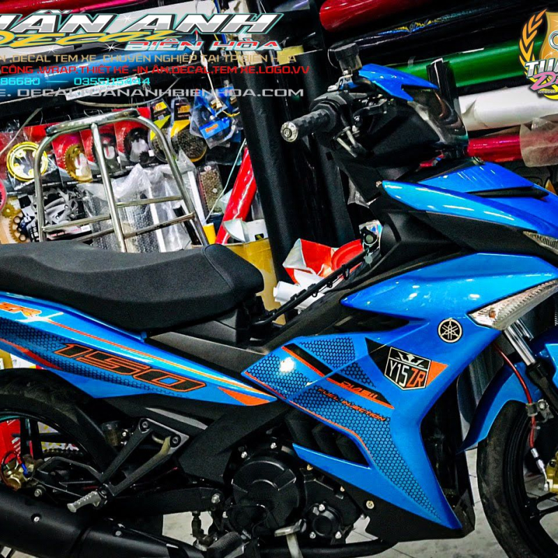 TEM XE EXCITER 150 – Xanh – THIẾT KẾ Y15ZR XANH ĐEN