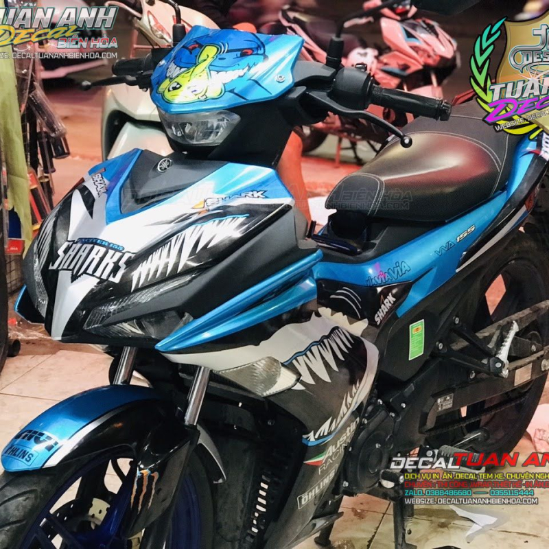 TEM TRÙM EXCITER  155 CÁ MẬP XANH ĐEN BAC 2022