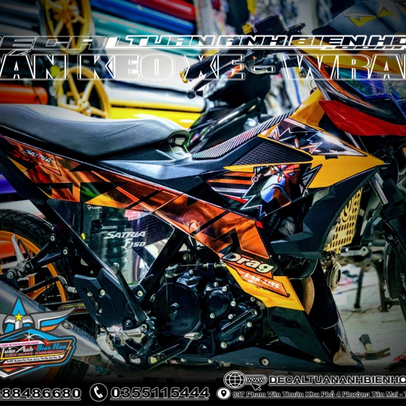TEM SATRIA  150   KING DRAG đen cam