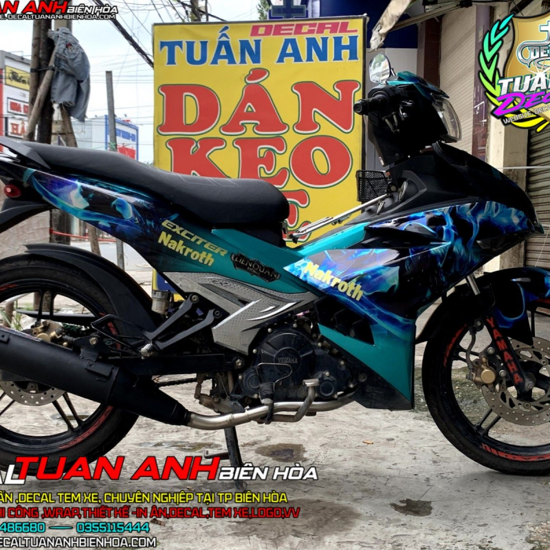 Tem Trùm Xe Exciter 150 Xanh Đen Liên Quân