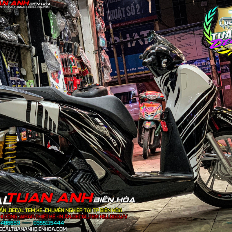 TEM XE SH 2020  WRAP TEM TRÙM  TRẮNG ĐEN  ÁNH KIM CƯƠNG