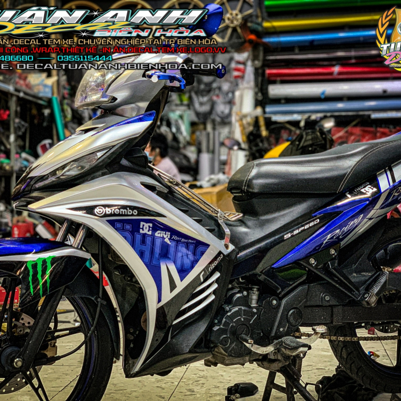 tem trùm candy exciter  135 ohlins xanh bạc