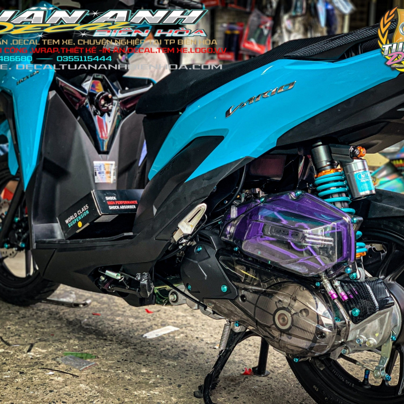 phuộc nitron - lốc máy -poe trong suốt -ốc gr5  cùng nhiều món đồ chơi cho xe honda vario 150