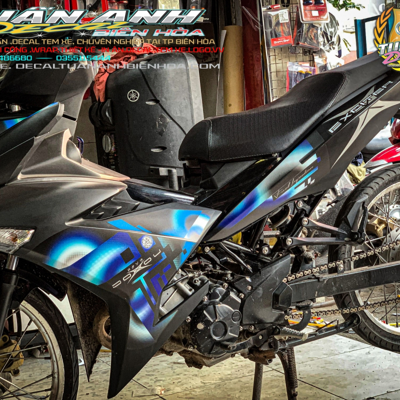 Tem  Exciter - 150 - 2021 xanh đen