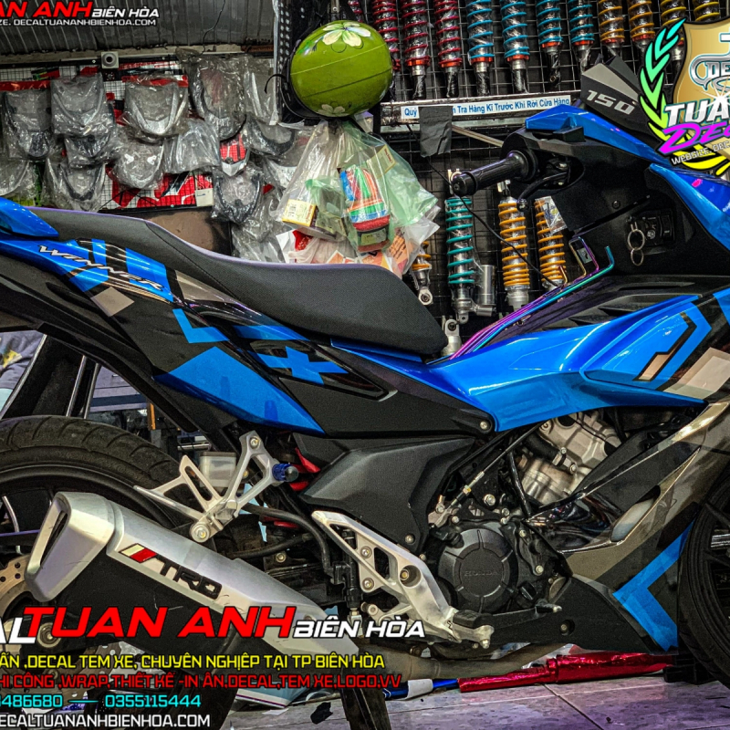 Tem Xe Winner X Xanh Đen Candy