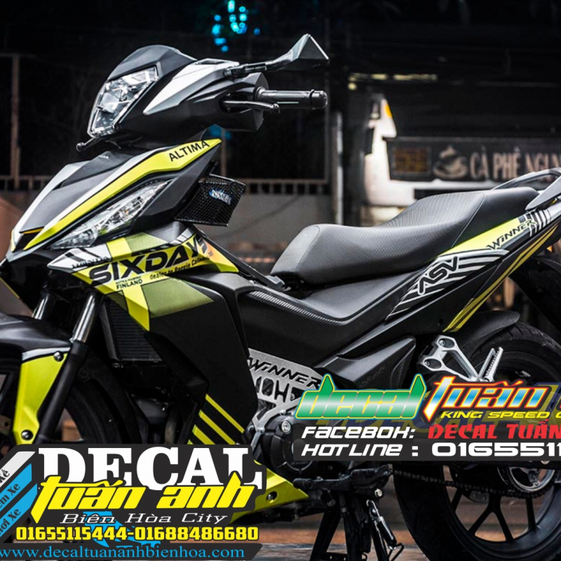 tem xe winner 150 vàng đen sixday