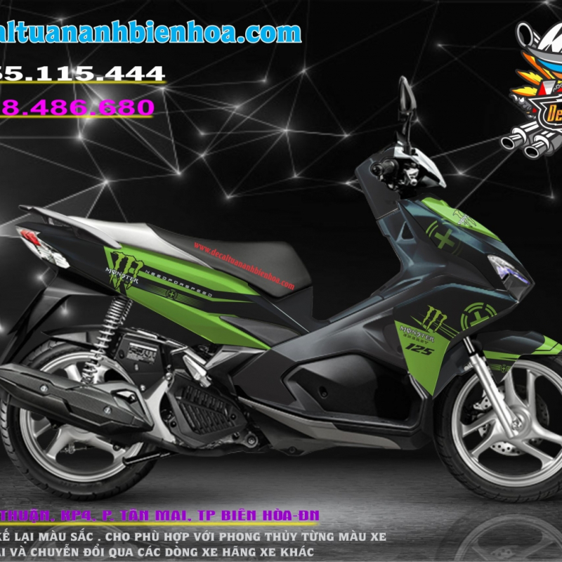 tem xe ARIBLADE 2016-2019 xanh đen monster