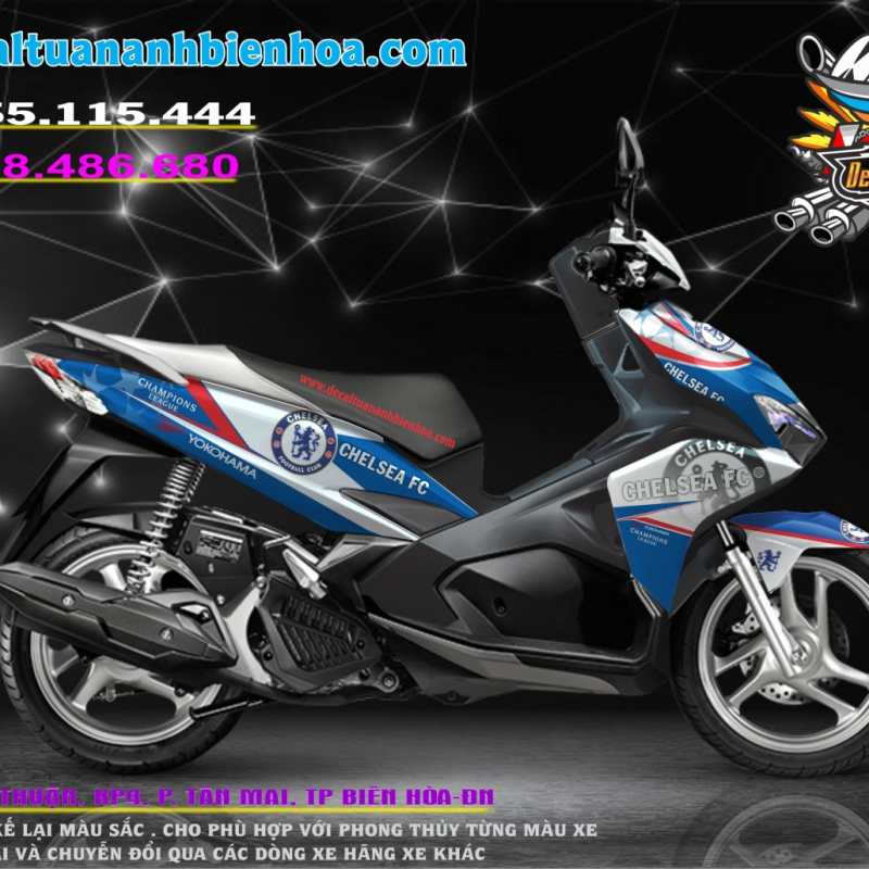 tem xe ARIBLADE 2016-2019 trắng xanh chealsea