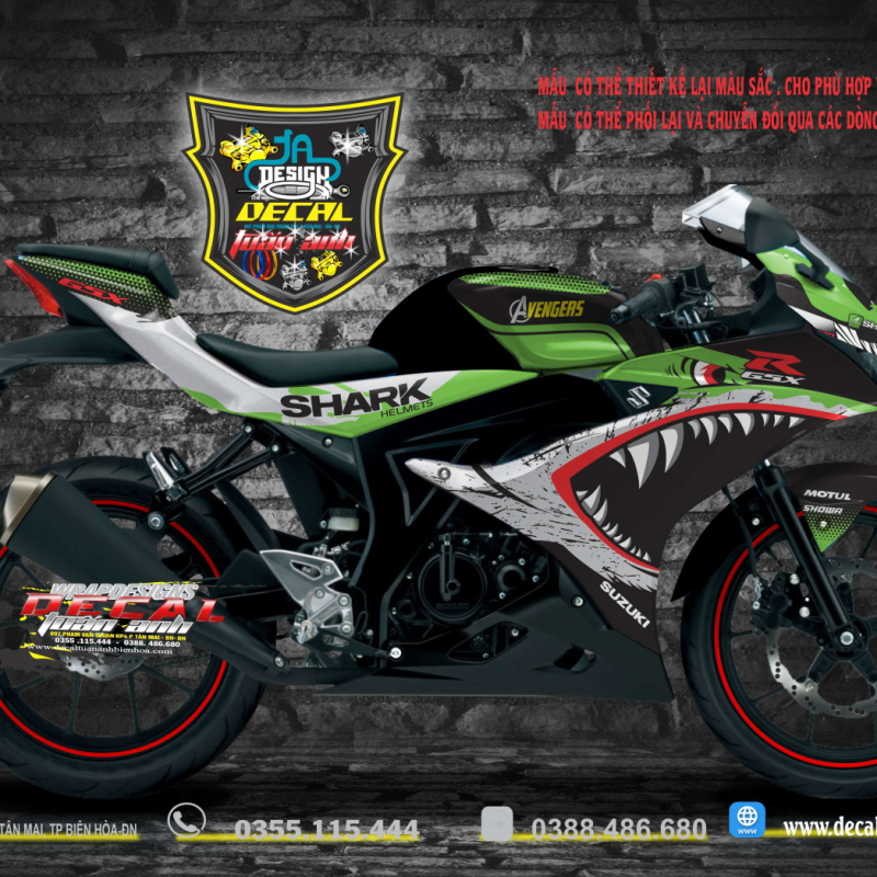 Tem xe GSX 150 cá mập xanh