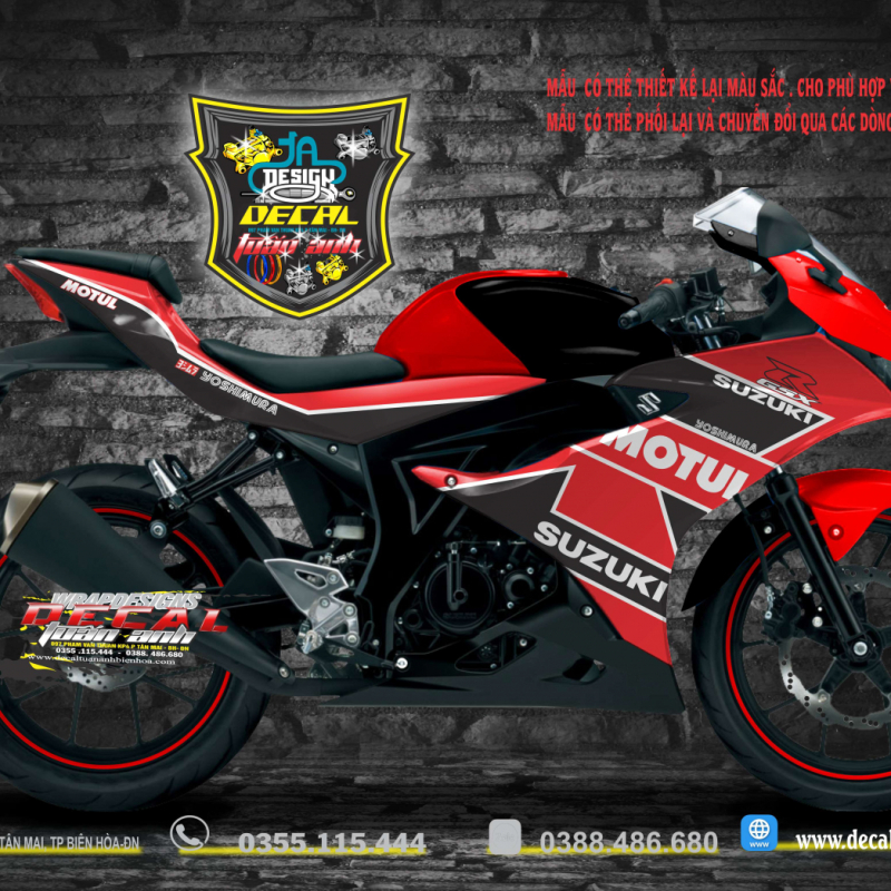 Tem xe GSX 150 đỏ đen