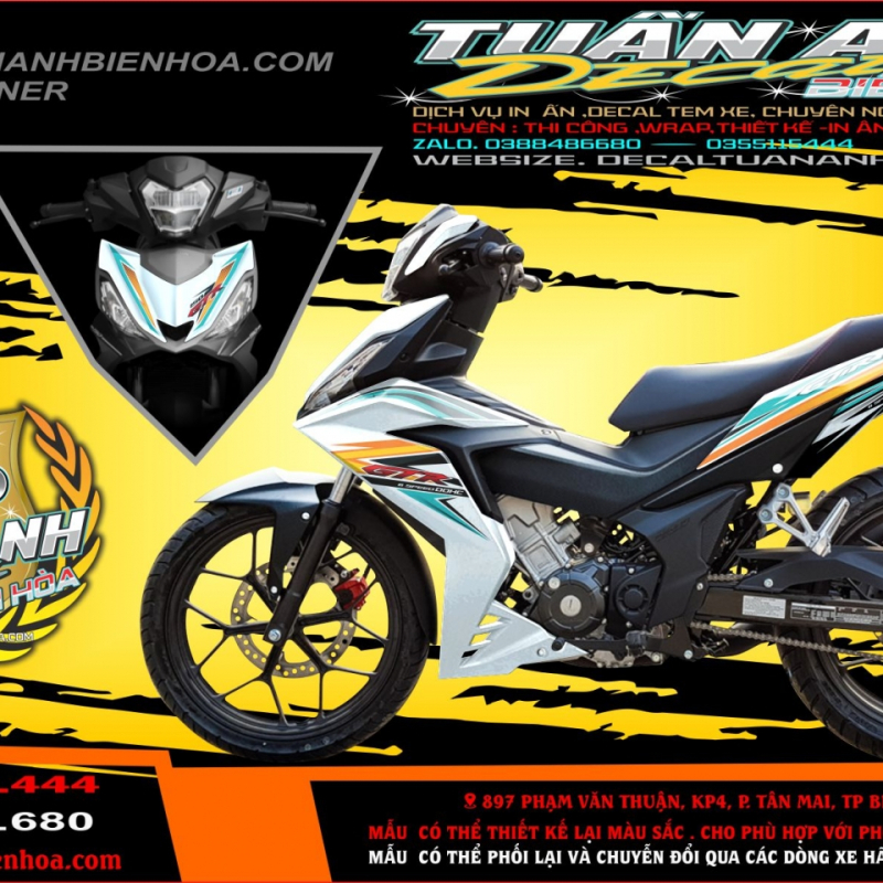 TEM WINNER  GTR 150 XANH TRẮNG  VÀNG