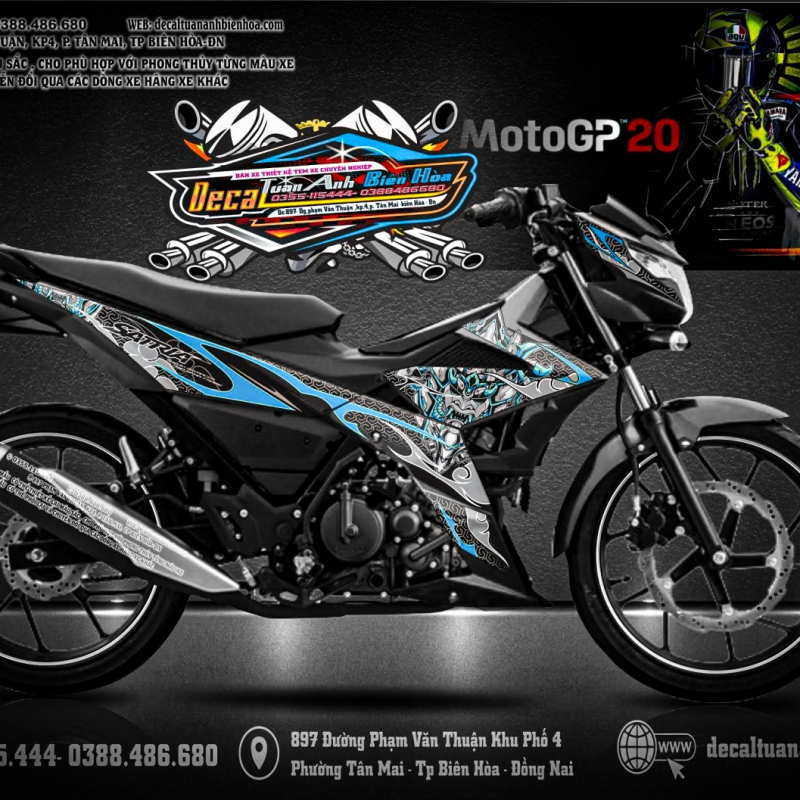 TEM SATRIA  150 samurai xanh đen